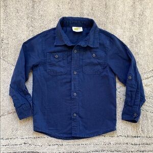 Classic Linen Cotton Navy Blue Kids Dress Shirt